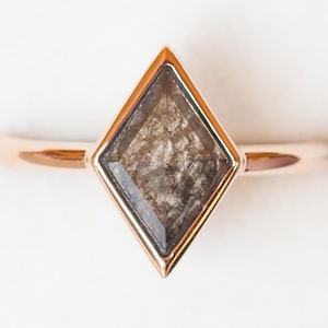 Kite Salt and Pepper Diamond Engagement Ring, 14k Rose Gold