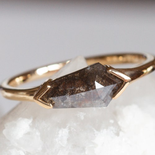 Vintage Salt and Pepper Diamond Engagement Ring Rose Gold Etsy