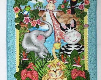 Safari Baby Quilt: Handmade Cotton Nursery Decor (34.5x43.5)