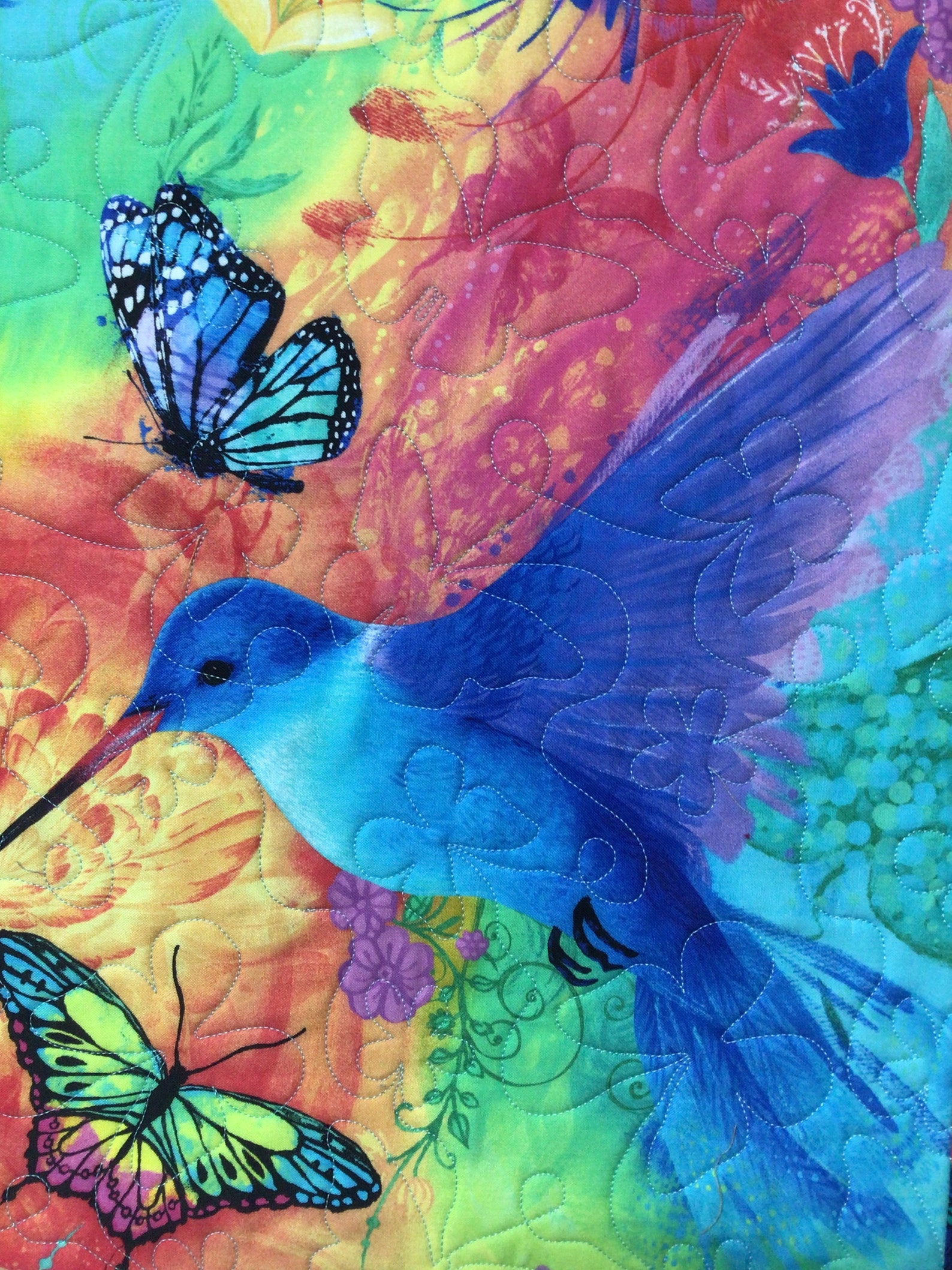 Hummingbird Panel Wall Hanging Quilts for Sale Lap Quilt Etsy