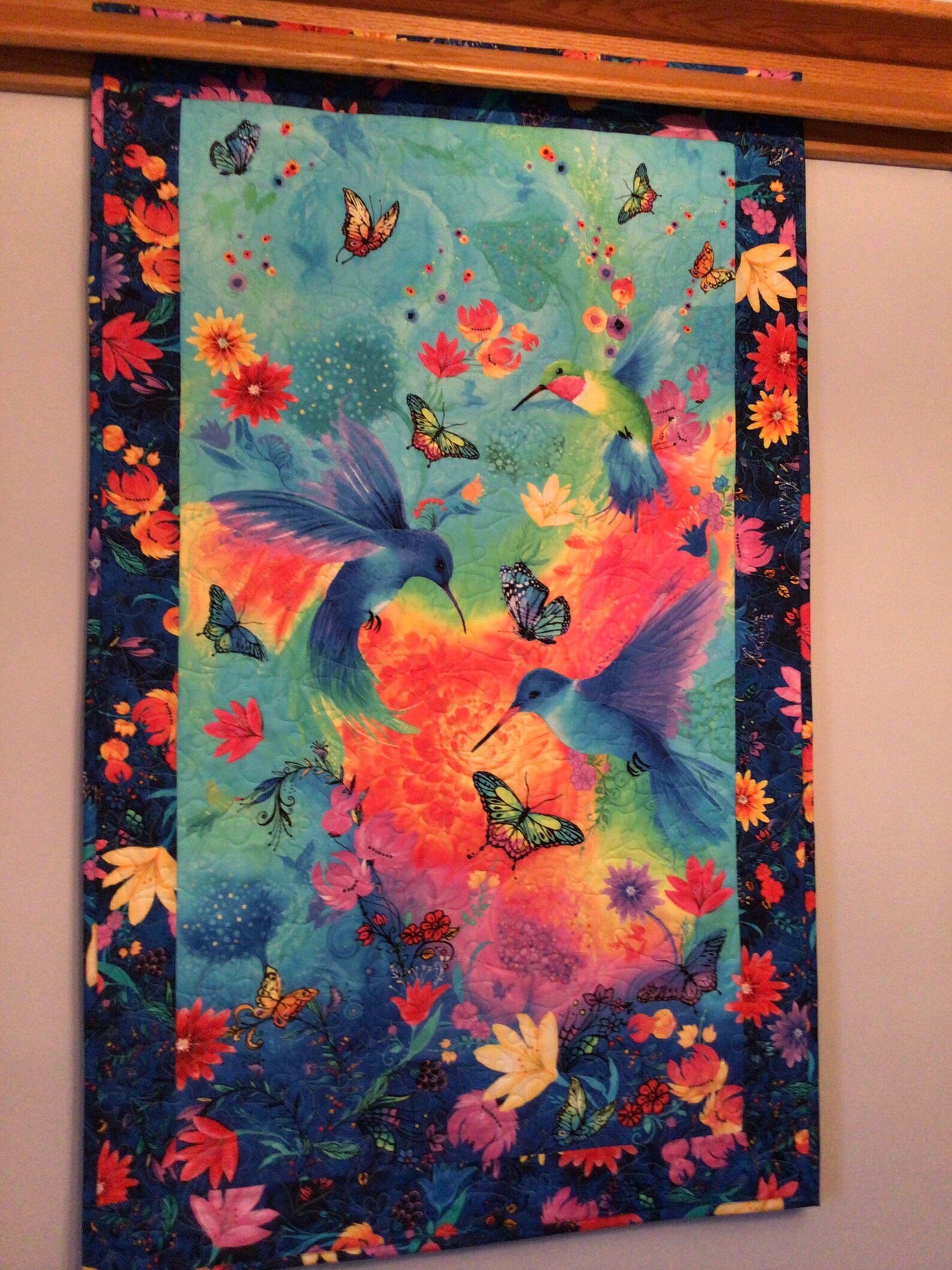 Hummingbird Panel Wall Hanging Quilts for Sale Quilted Wall Etsy