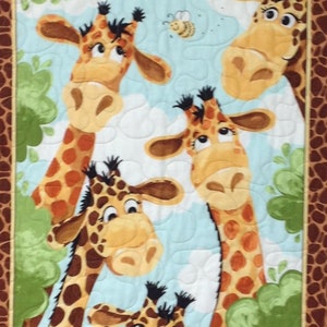 Giraffe Panel  Baby Quilt, Quilted Wall Hanging, Nursery Decor, New Baby Gift, Quilts for Sale, Baby Shower, Birthday Gift