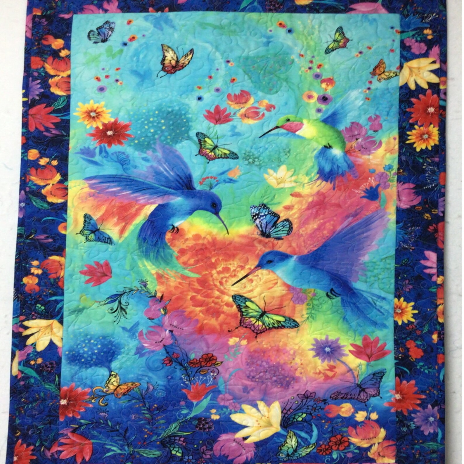 Hummingbird Panel Wall Hanging Quilts for Sale Lap Quilt Etsy