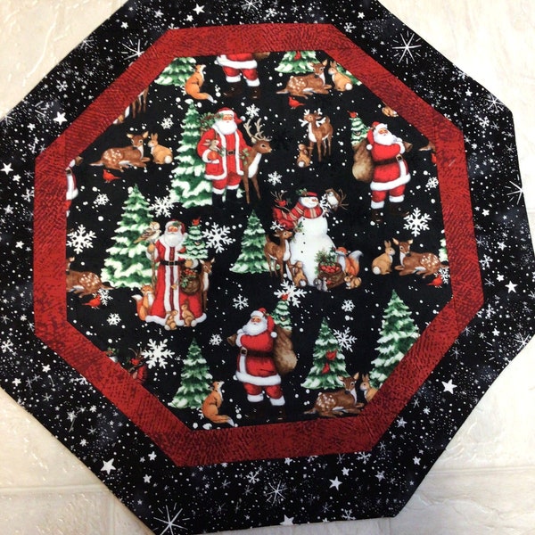 Santa & Snowman Table Topper, Quilts for Sale, Home Decor, Housewarming Gift, Get-Well Gift, Christmas Decor