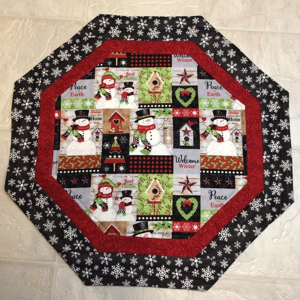 Hello Winter Table Topper, Quilts for Sale, Hostess Gift, Home Decor, Housewarming Gift, Winter Decor