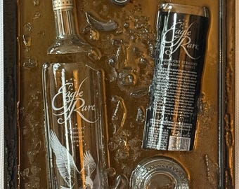 Hand Crafted Eagle Rare Bourbon Broken Bottle Art on Wood Panel