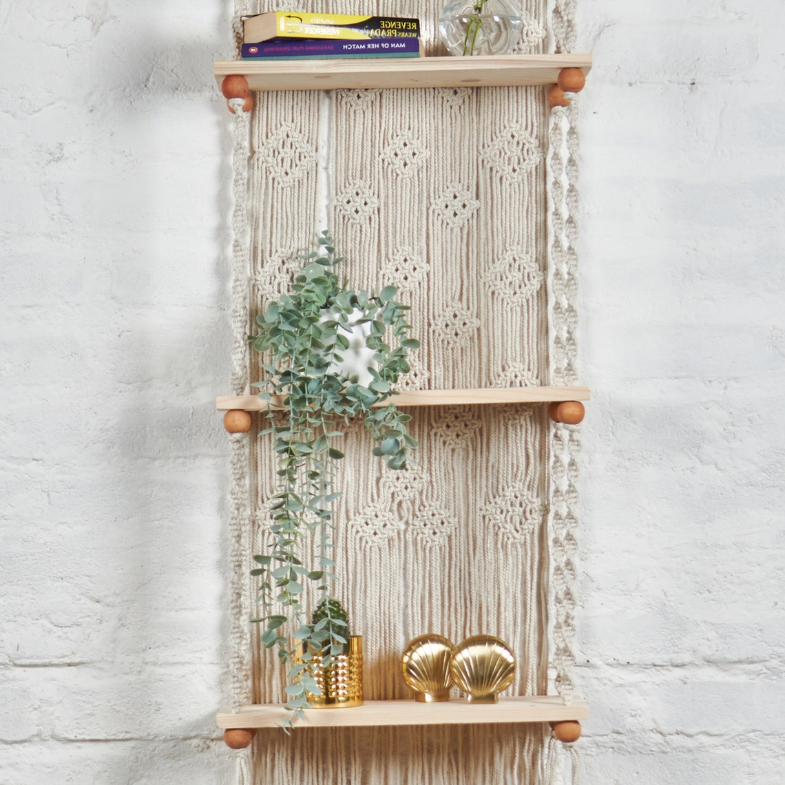 Macrame Wall Hanging Shelf Woven and Large 3 Tier Boho Etsy