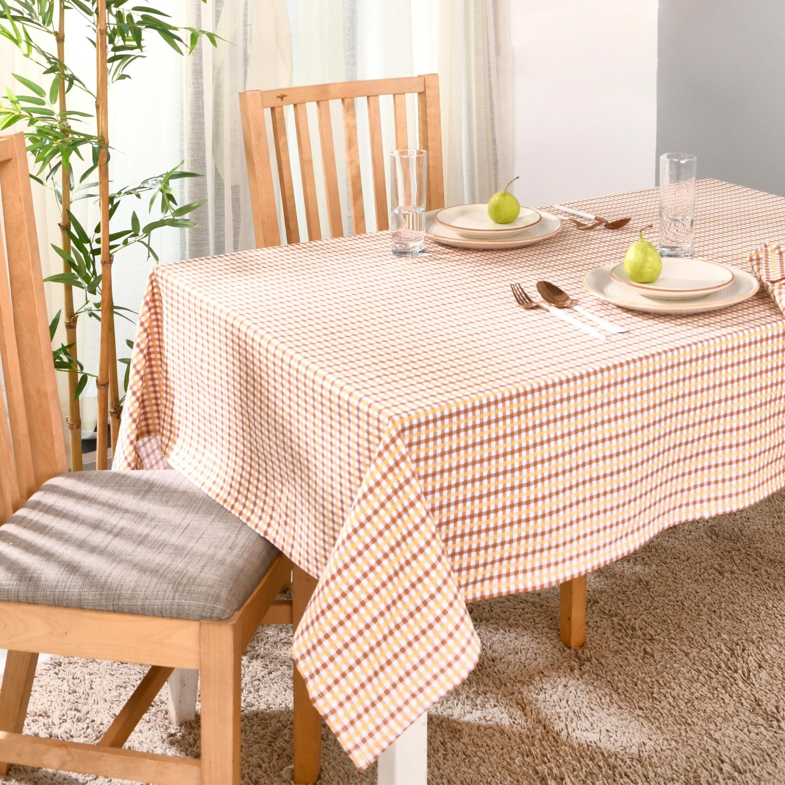 Folkulture Thanksgiving Tablecloth or Fall Table Cloth Outdoor Tablecloth Rectangle Checkered Tablecloth for Home Dcor Ginger