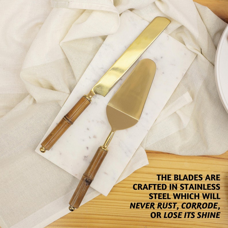 Folkulture Wedding Cake Knife and Server Set Gold Cake Etsy