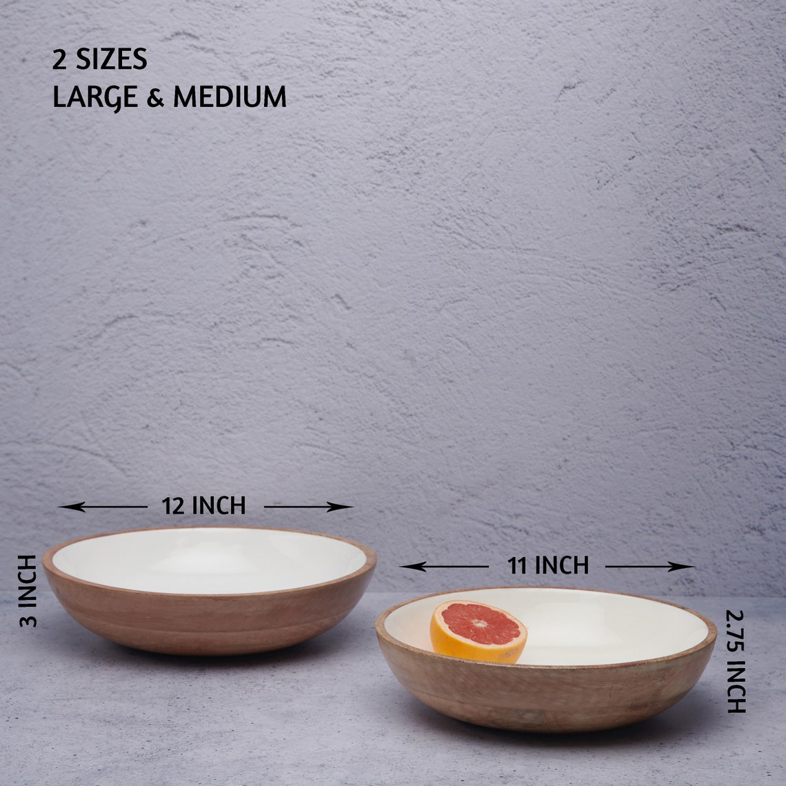 Folkulture Large Wooden Serving Bowls With Servers for Food Etsy