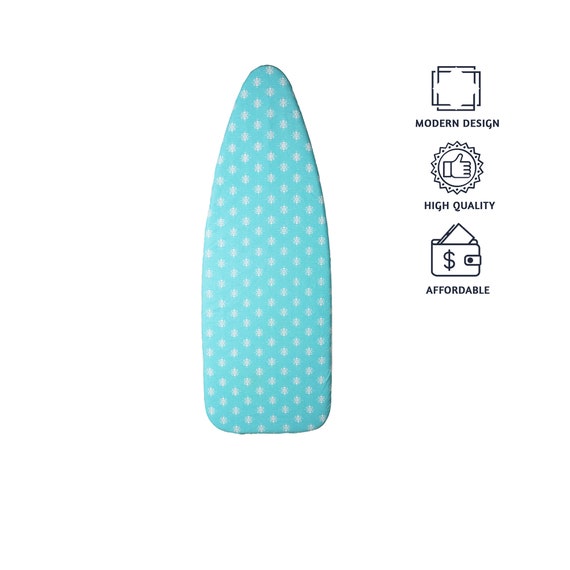 Ironing Board Cover and Pad, Minimalist and Extra Wide, Vintage & 100%  Cotton, Stretchable Iron Board, High Grade Padding Aqua Blue 