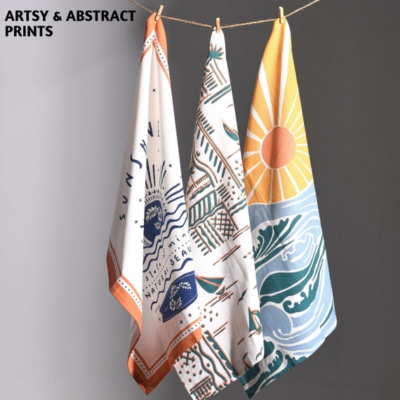 Buy Folkulture Dish Towels for Drying Dishes or Boho Kitchen Towels With  Hanging Loop, 100% Cotton, 20 X 26 Inches, Set of 3, Aloha Online in India  