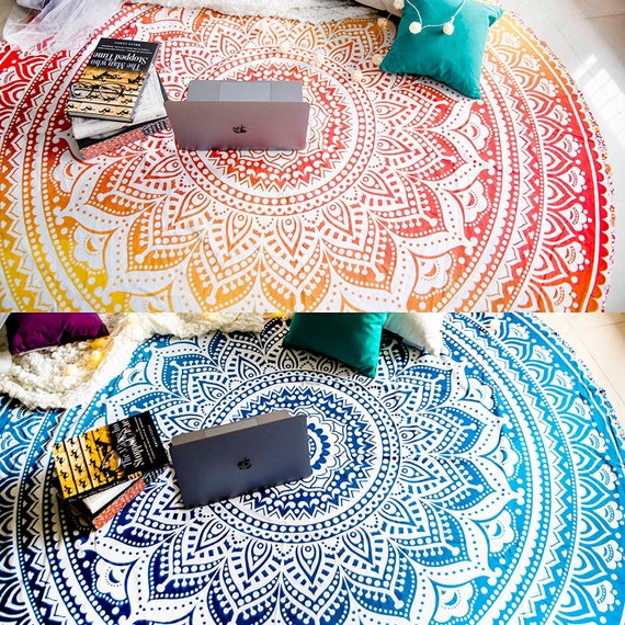 Colorful Yoga Mats Round Blankets Beach Towel Mandala Tapestry Home Decor RUD-38