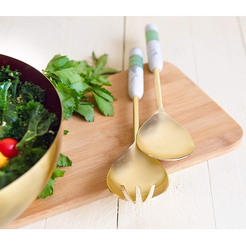 Folkulture Stainless Steel Salad Servers or Salad Serving Etsy