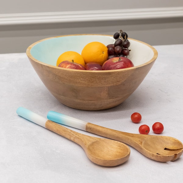 Blue Salad Bowl Etsy