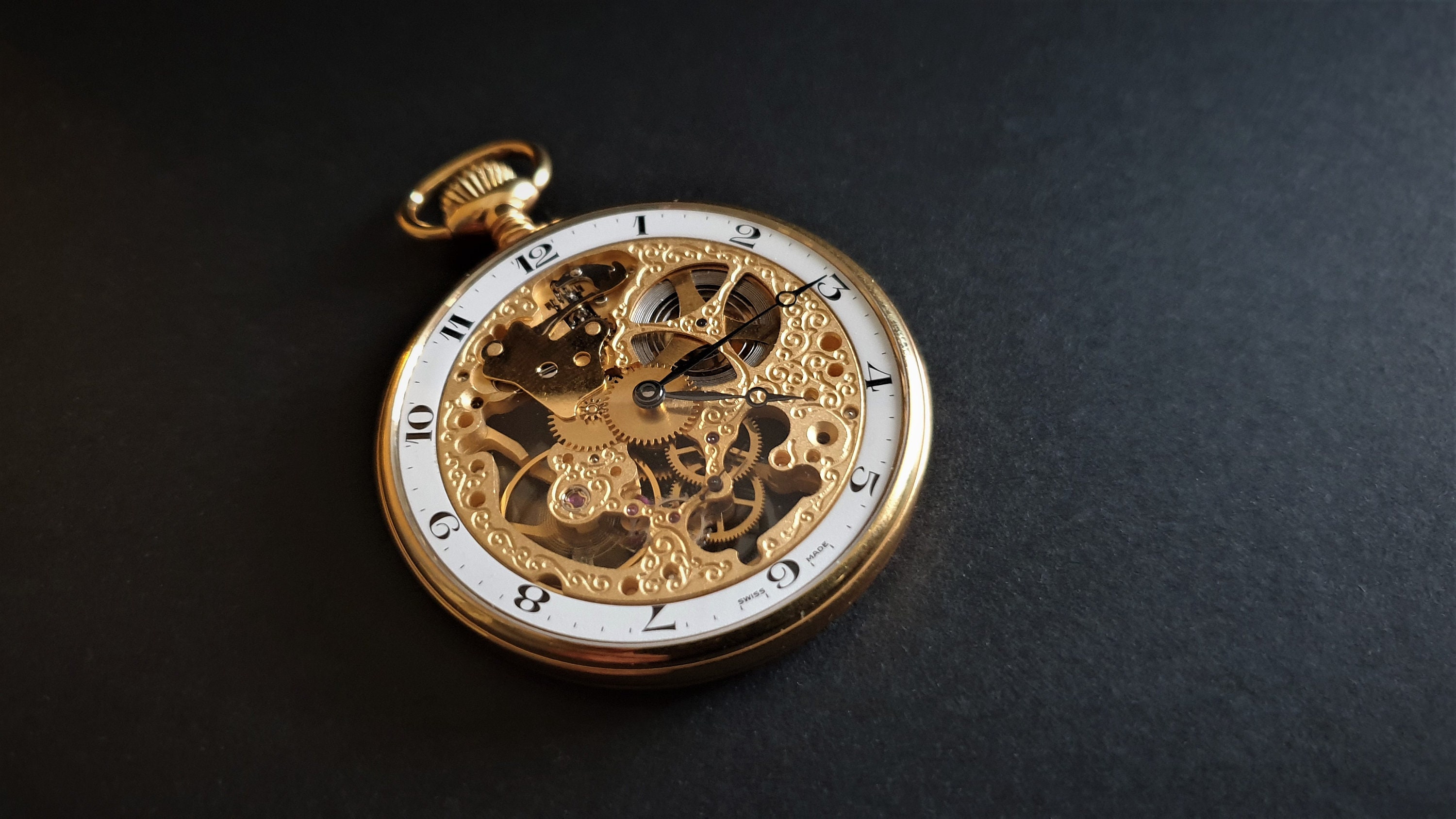 Aerowatch Neuchatel Gold Plated Pocket Watch Skeleton Etsy