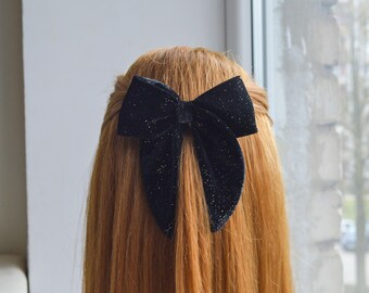 Glittery Sparkly Gold Black Beaded Sequins Velvet Hair Clips  display picture 2