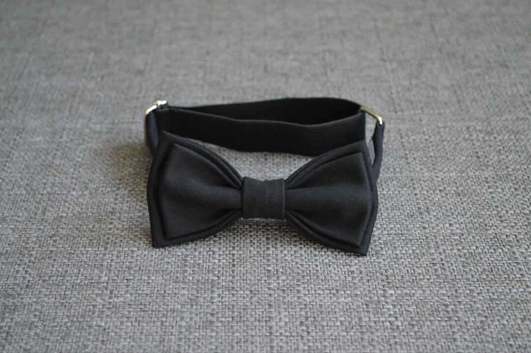 Black Two Layer Bow Tie Two Fold Bow Tie James Bond Bow Tie Etsy