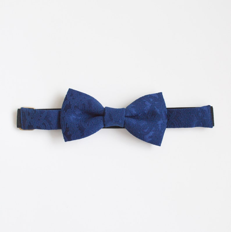 Dark Blue Bow Tie, Royal Bowtie, Blue Bowtie, Pre Tied Bowtie, Bow Tie With Ornaments, Lace Bow