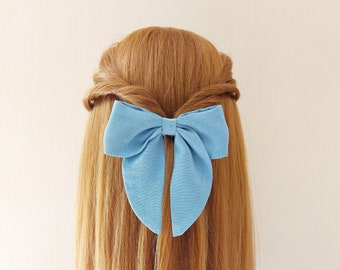 Hemelsblauwe haarstrik, accessoire Big Girl-krokodillenklem