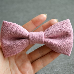 Pajarita de lana rosa: pajarita minimalista para novios de boda, corbata rosa suave