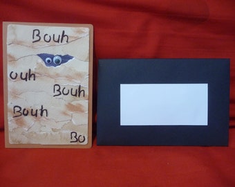 Card for Hallowwen, scary eyes, wall of fear, with envelope.