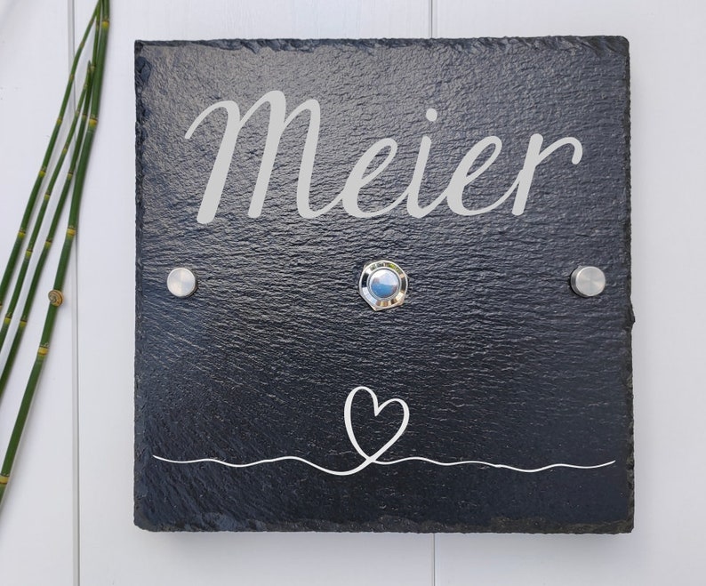 Slate family name doorbell doorbell personalized with engraved heart design image 2