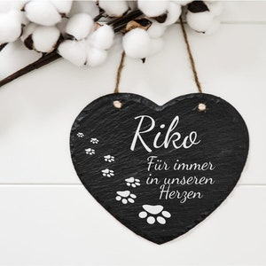 Heart Shaped Slate Dog Memorial Plaque | Memorial stone dogs with saying and name