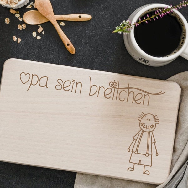 Frühstücksbrettchen aus Holz "Opa sein Brettchen", Vesperbrett mit Namen, Frühstücksbrettchen aus Holz, ausgefallene Geschenke für Opa