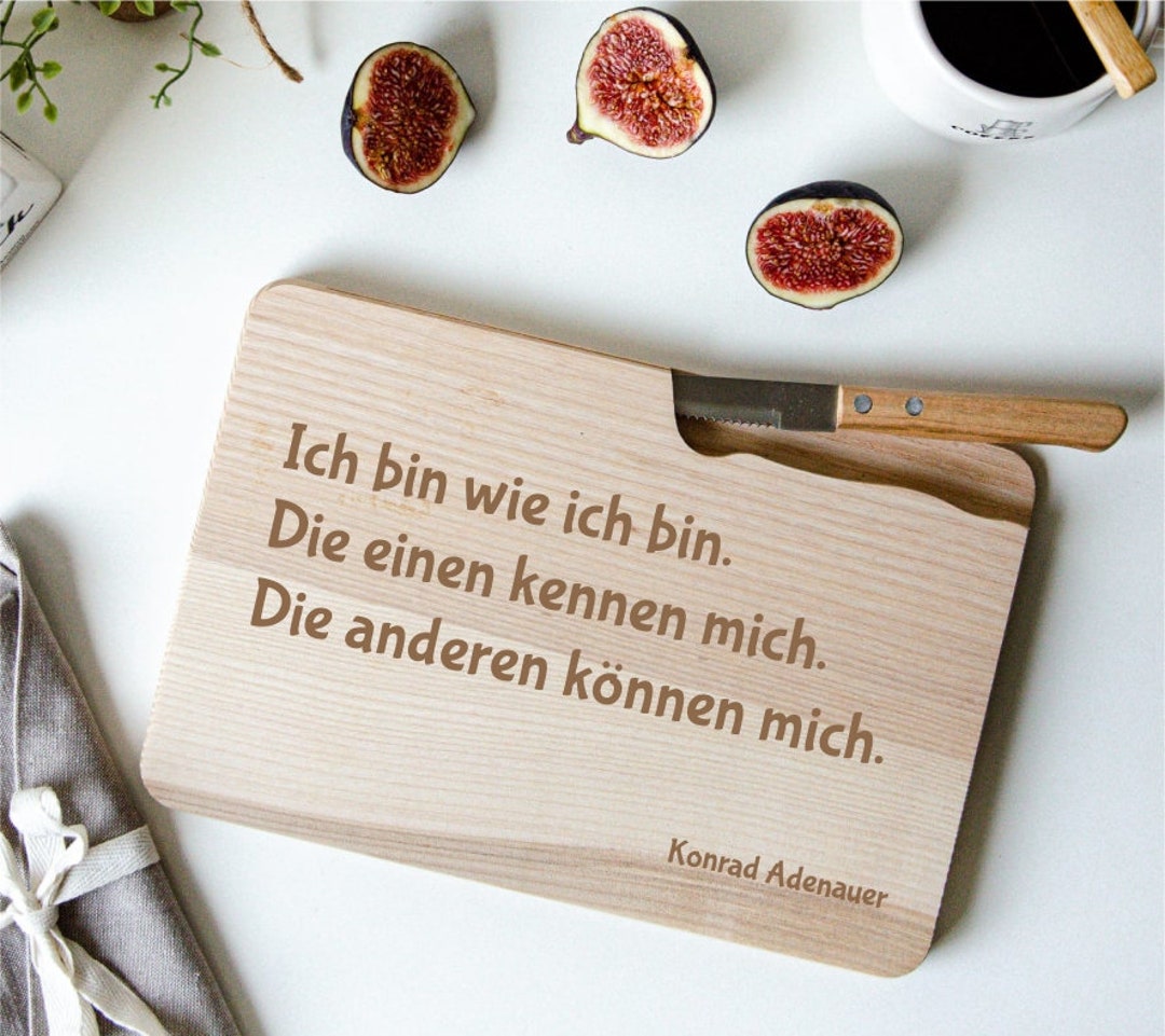 Frühstücksbrettchen mit Spruch und Messer Brettchen aus Holz Ich bin