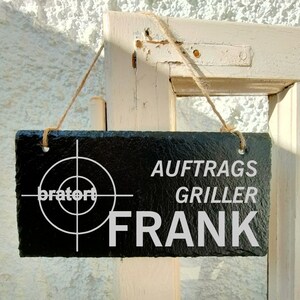 Grill Schild Auftragsgriller personalisiert mit Namen, aus Schiefer, Grillplatz, Grillecke, Dekoschild Outdoor Bild 6