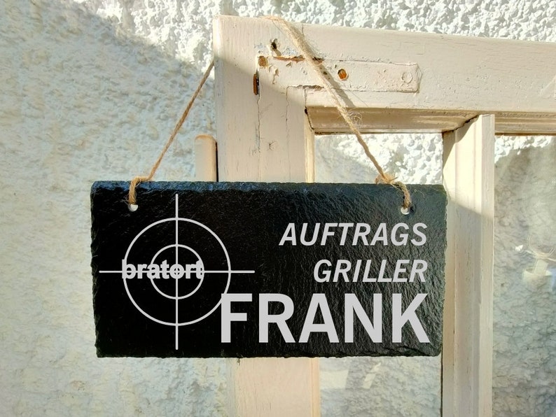 Grill Schild Auftragsgriller personalisiert mit Namen, aus Schiefer, Grillplatz, Grillecke, Dekoschild Outdoor Bild 6