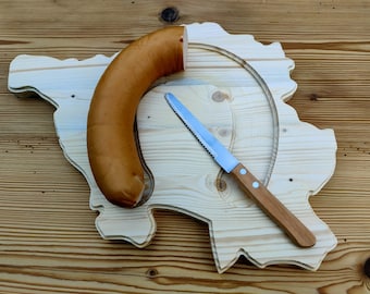 Saarland board made of wood, Lyoner style breakfast board, Saarlander