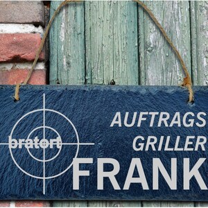 Grill Schild Auftragsgriller personalisiert mit Namen, aus Schiefer, Grillplatz, Grillecke, Dekoschild Outdoor Bild 8