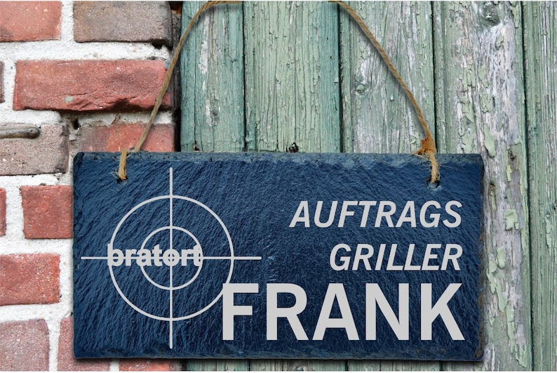 Grill Schild Auftragsgriller personalisiert mit Namen, aus Schiefer, Grillplatz, Grillecke, Dekoschild Outdoor Bild 8