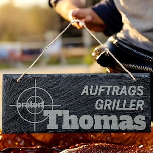 Grill sign made of slate | Contract griller | personalized with name | BBQ decoration sign | Gift for grill masters | 30 x 12.5 cm