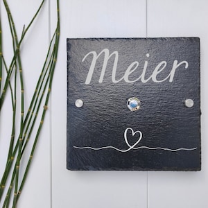 Slate family name doorbell doorbell personalized with engraved heart design