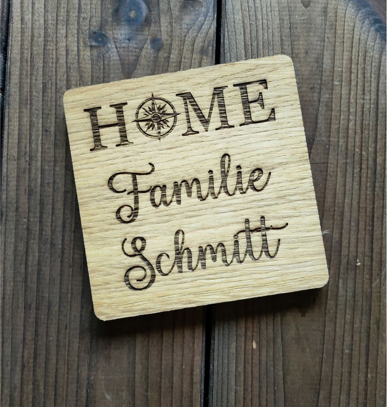 Personalized Wooden Coasters Wooden coaster engraved with family name Custom designs for glass coasters image 2