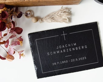 Gedenkstein mit Schrift Design mit persönlicher Gravur, Grabstein / Grabplatte aus natürlichem Schiefer