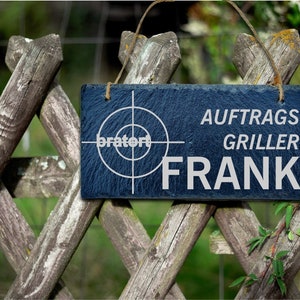 Grill Schild Auftragsgriller personalisiert mit Namen, aus Schiefer, Grillplatz, Grillecke, Dekoschild Outdoor Bild 2