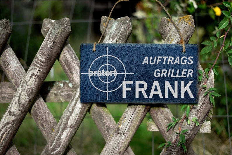 Grill Schild Auftragsgriller personalisiert mit Namen, aus Schiefer, Grillplatz, Grillecke, Dekoschild Outdoor Bild 2
