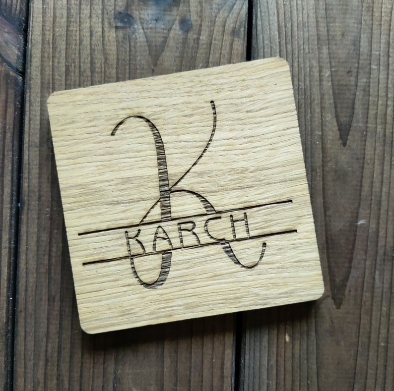 Personalized Wooden Coasters Wooden coaster engraved with family name Custom designs for glass coasters image 3