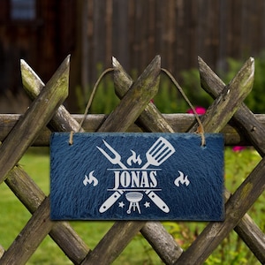 Grill sign grill master personalized with name, made of slate, barbecue area, barbecue corner, decorative sign outdoor