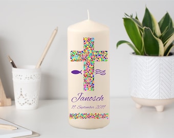 Baptism candle girl, baptism candle boy, real color print sealed with nanotechnology, design candles with your information, baptism decoration idea