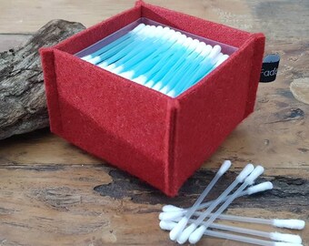 Wattestäbchenbox / Q-Tips-Box aus Filz - rot