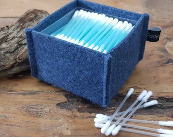 Wattestäbchenbox / Q-Tips-Box aus Filz - dunkelblau