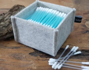 Wattestäbchenbox / Q-Tips-Box aus Filz - hellgrau