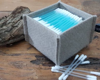 Cotton swab box / Q-Tips-Box made of felt - beige