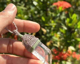 Brazilian Diamantina Quartz macrame necklace