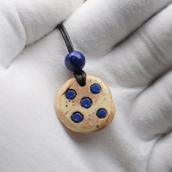 Royal Game of UR pendant, ancient board game charm, wearable game piece, weathered token necklace, lapis lazuli pendant, wearable artifact